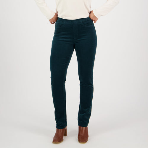 Vassalli's Slim Cord Pants for women in Peacock