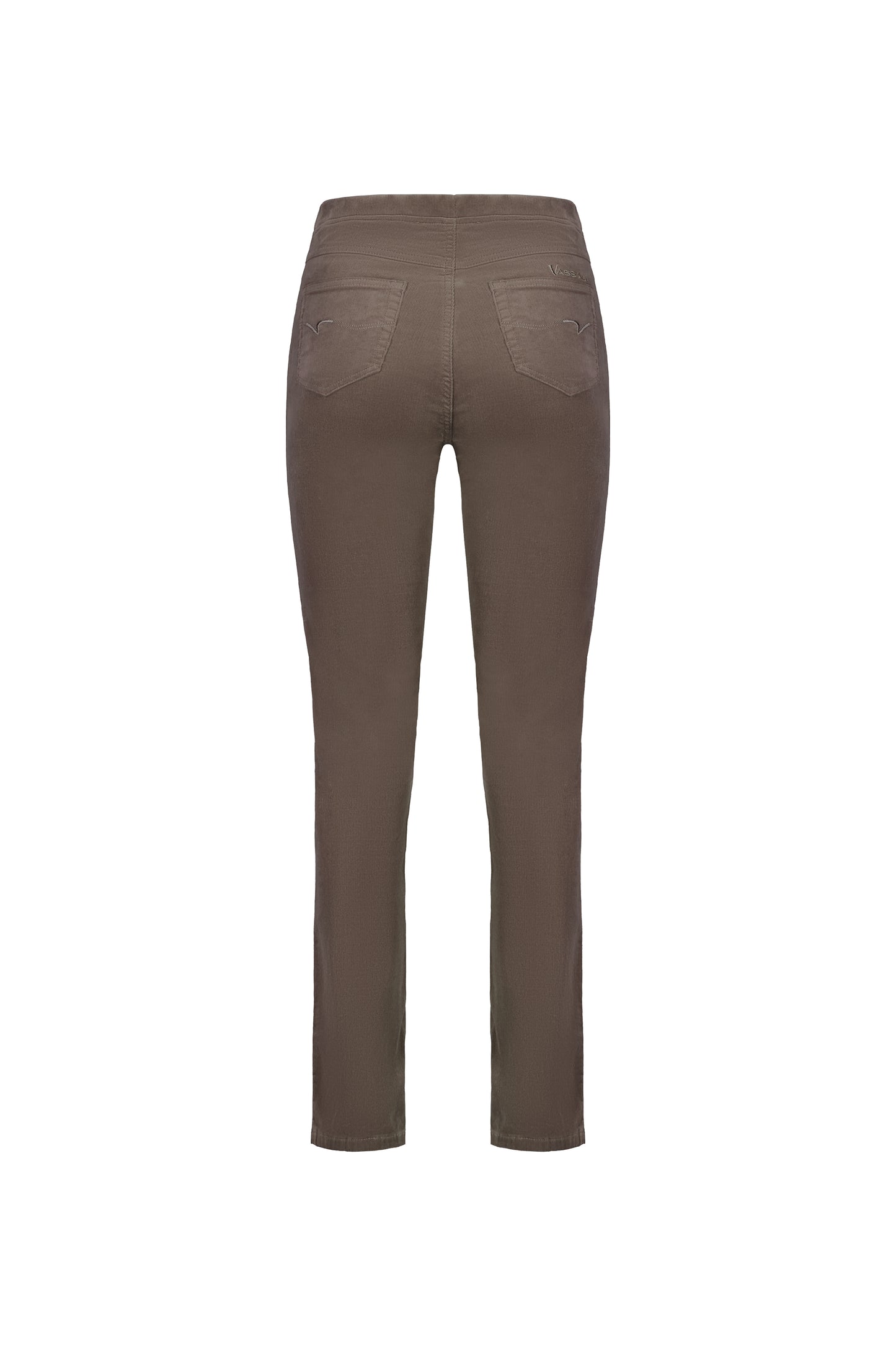 Vassalli Slim leg Pinwale Cord pants for women in Taupe