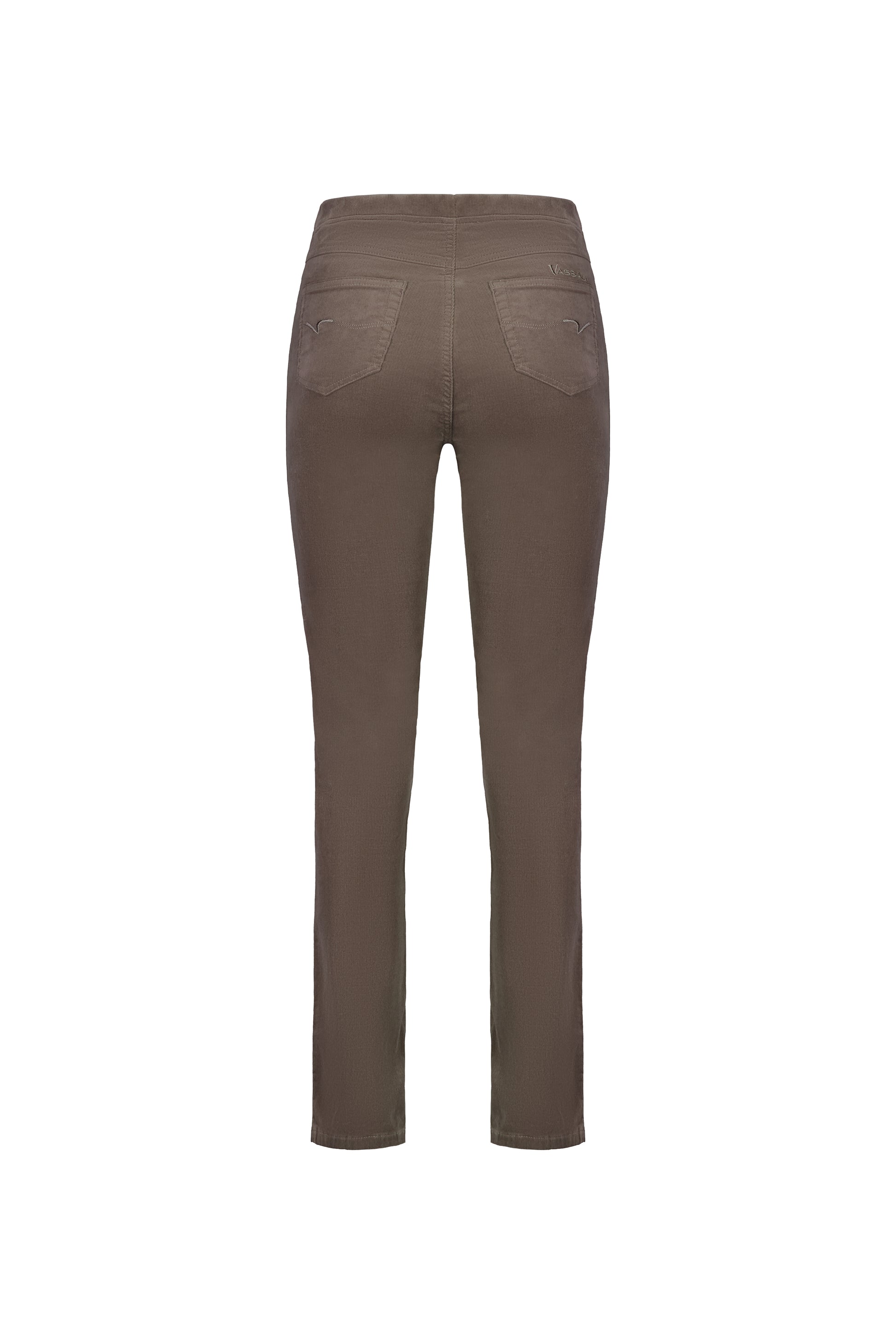 Vassalli Slim leg Pinwale Cord pants for women in Taupe