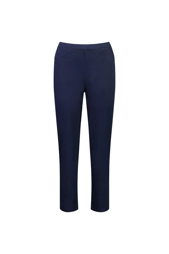 Vassalli's Pull on 7/8 Slim leg pants in navy, flat lay