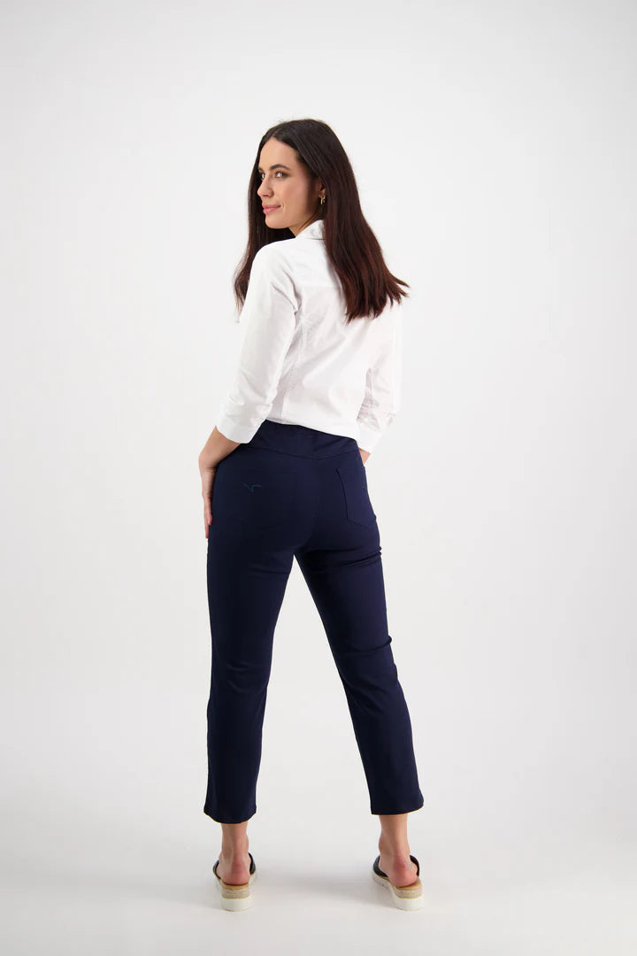 Vassalli's Pull on 7/8 Slim leg pants in navy, back view