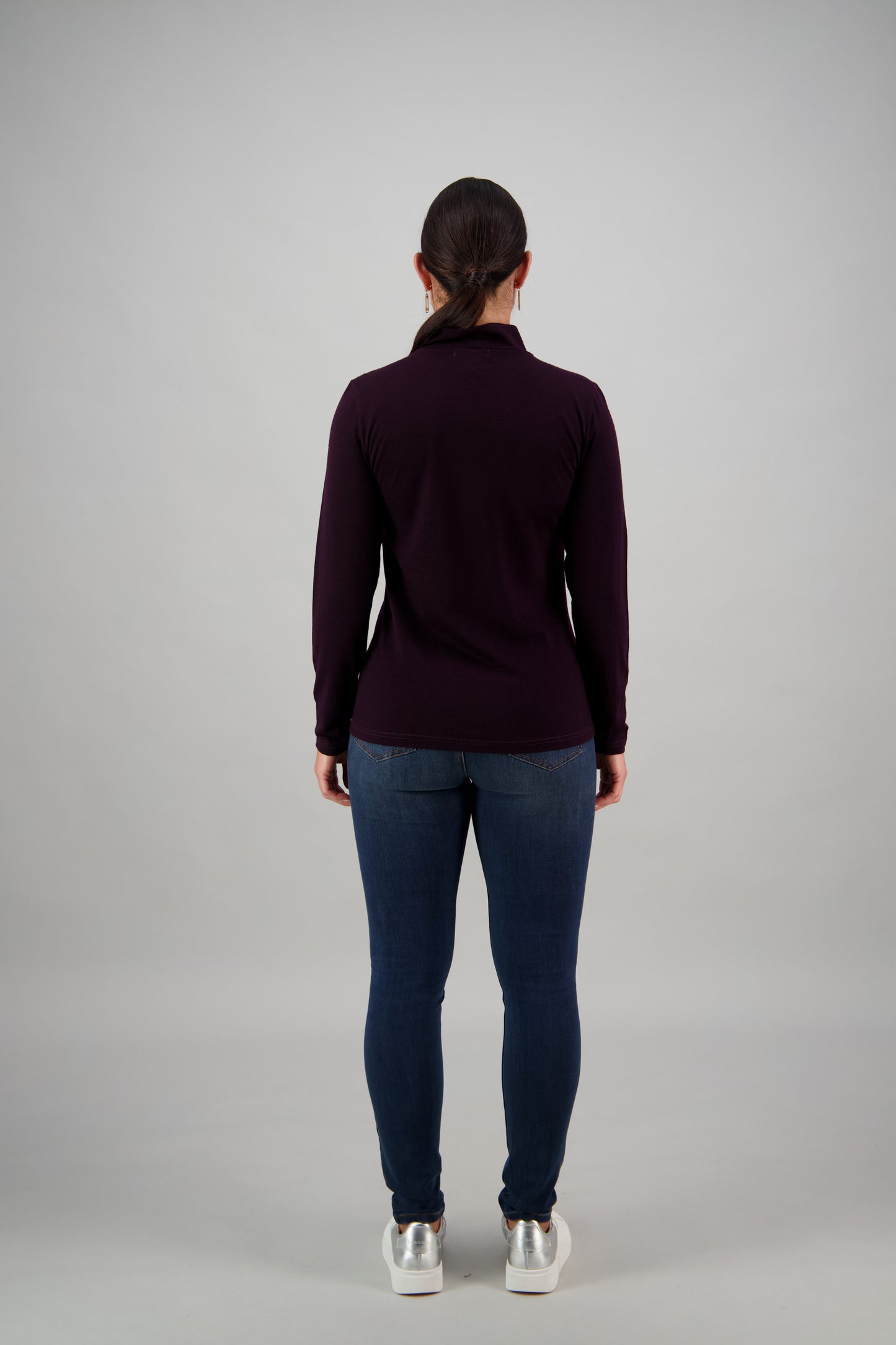 Vassalli Merino High Neck Top for women in Mulberry