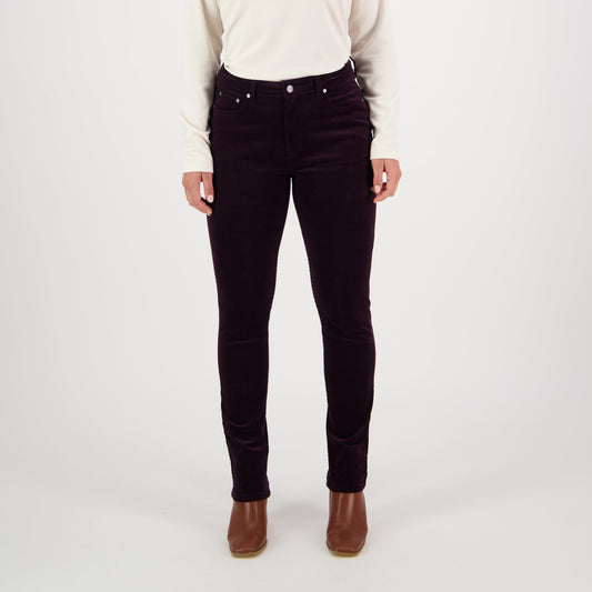 Vassalli's Narrow leg Pinwale Cord pants for women in Mulberry