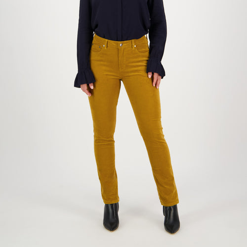 Vassalli's Narrow leg Pinwale Cord Pants for women in Mustard