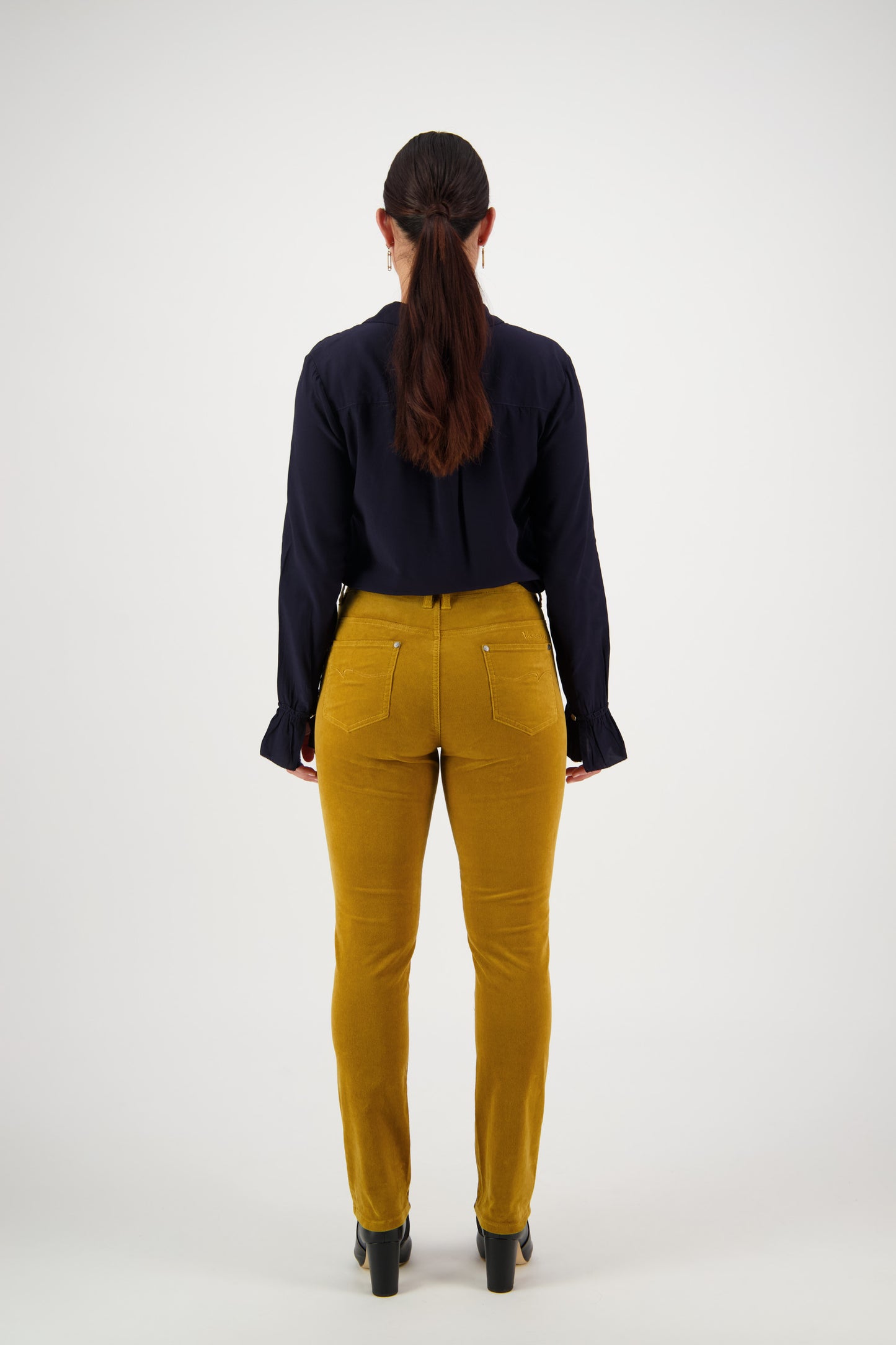 Vassalli's Narrow leg Pinwale Cord Pants for women in Mustard