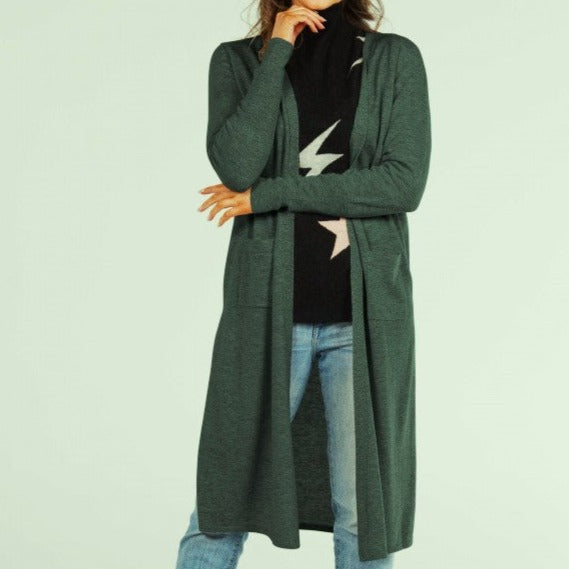 Bottle Long line cardigan from Bridge and Lord.