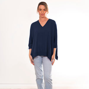 Vee Poncho from Bridge and Lord in navy for women