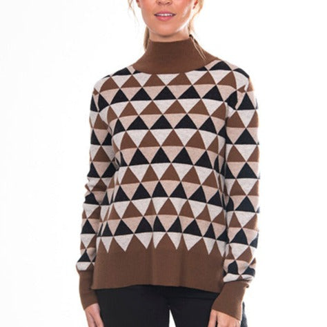 Triangle Jacquard jumper in natural, bridge and lord women's collection