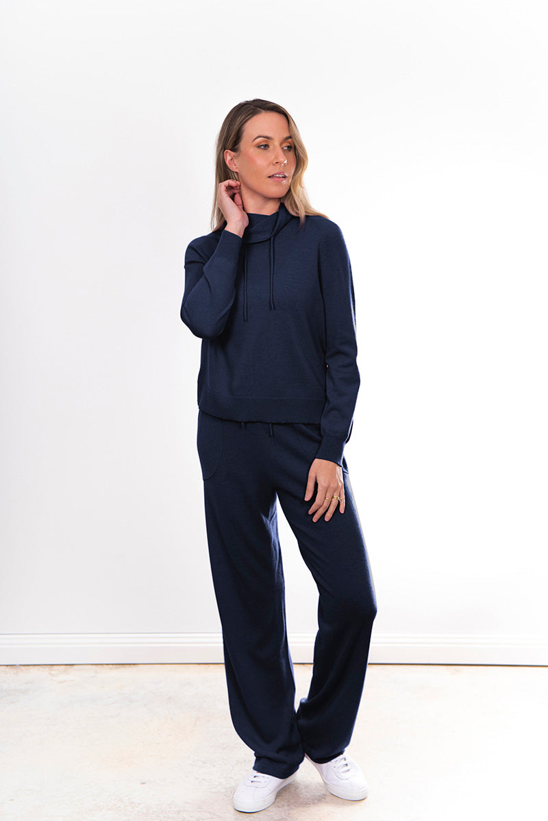 Bridge and Lord's snood neck pullover in navy for women