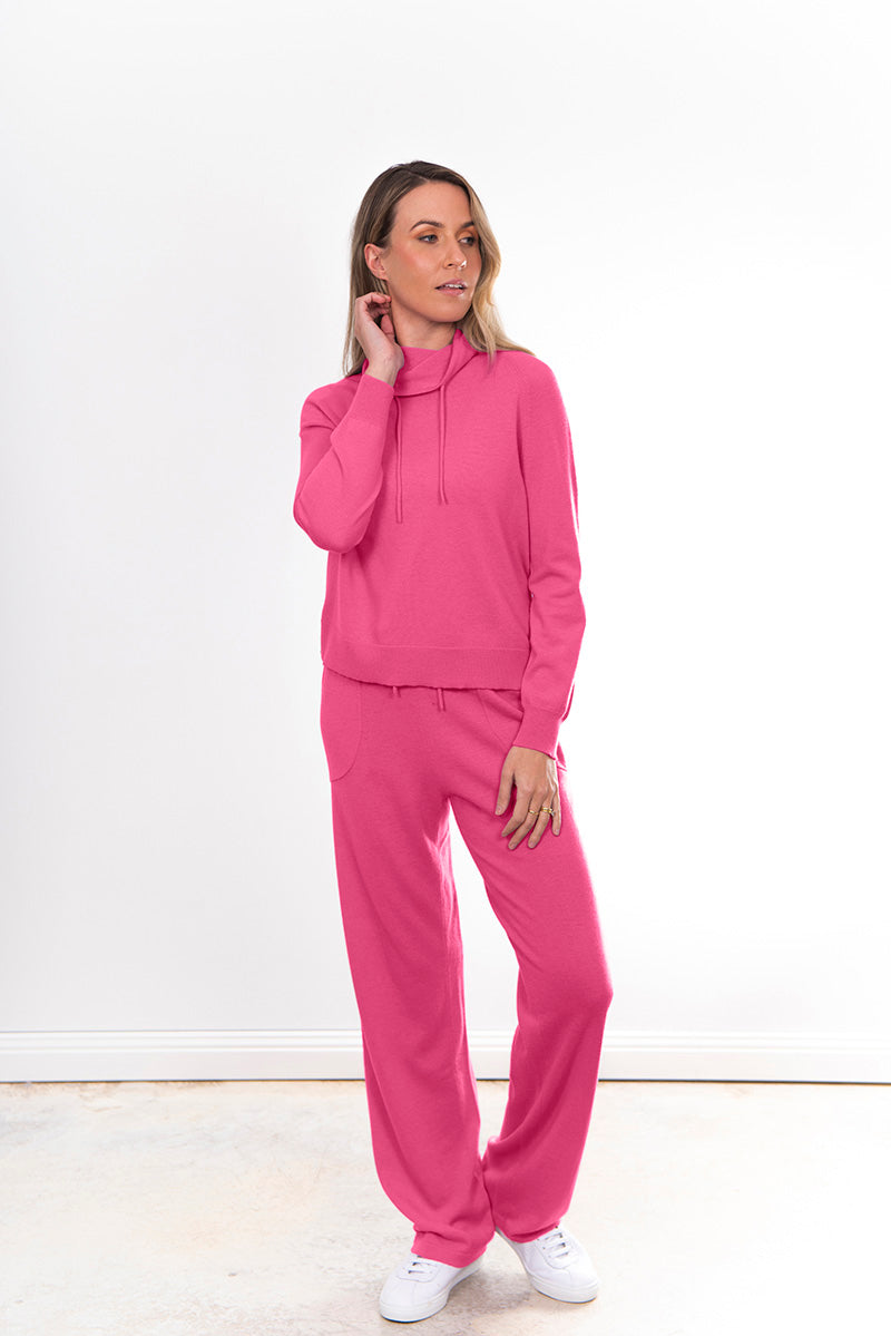 Bridge and Lord's snood neck pullover in rose pink for women