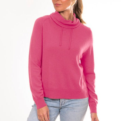 Bridge and Lord's snood neck pullover in rose pink for women