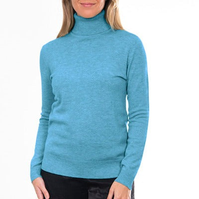 Bridge and Lord's women's roll neck top or jumper, in frosted blue.