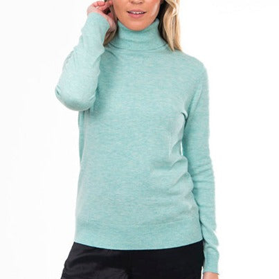 Bridge and Lord's women's roll neck top or jumper, in sea foam