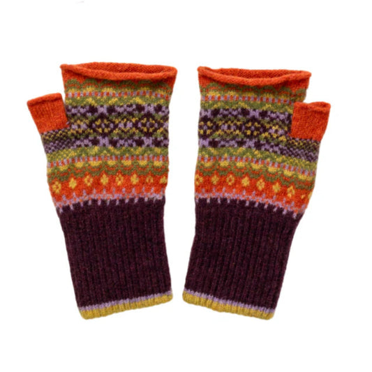 Eribe Fingerless Merino wool Mittens in Copperland orange