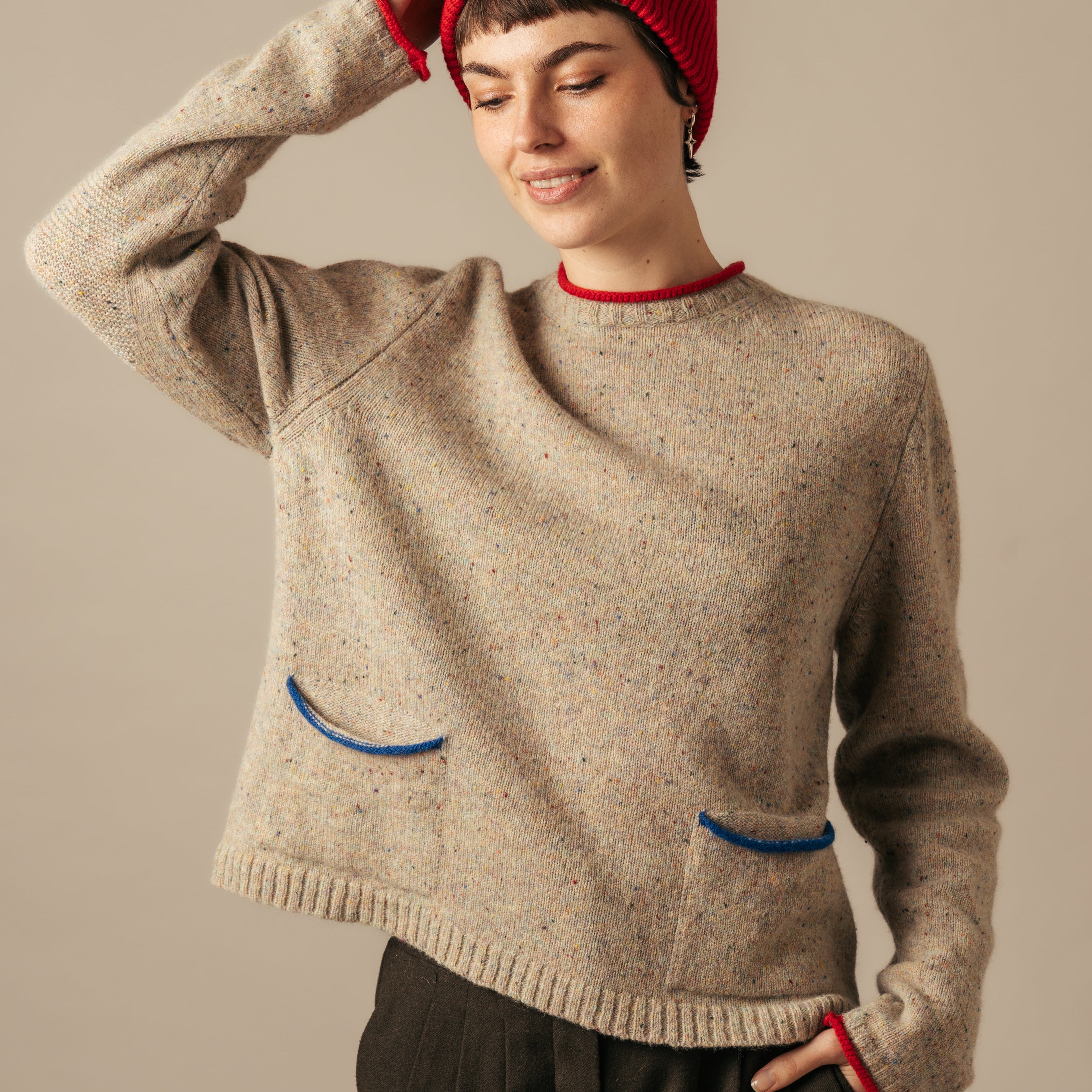 Eribe Tweed Sweater in Nep Yarn in Sand