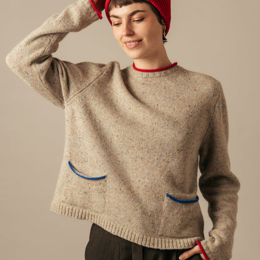 Eribe Tweed Sweater in Nep Yarn in Sand