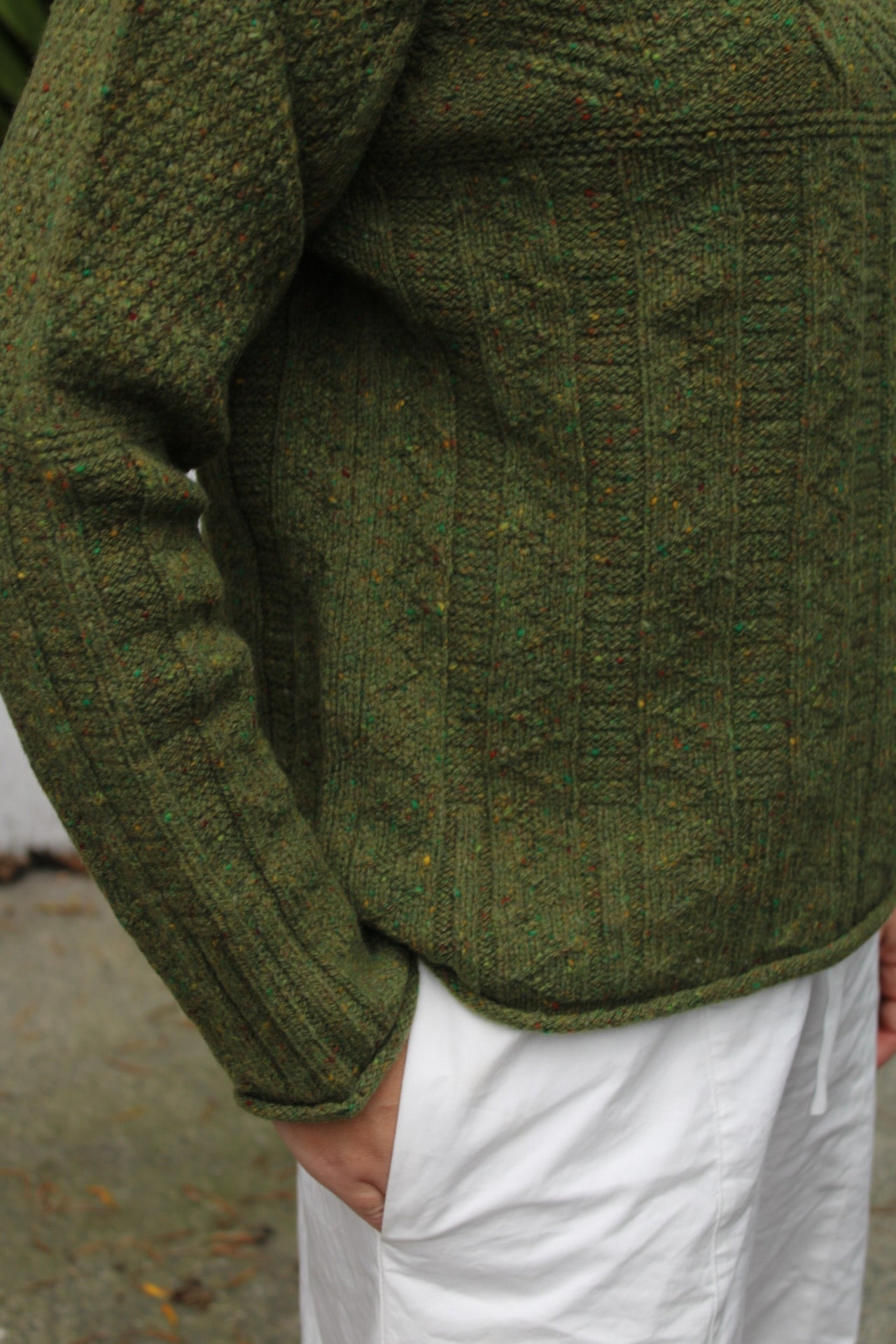 Pocket sleeve detail in Aran Tunic by Harley of Scotland