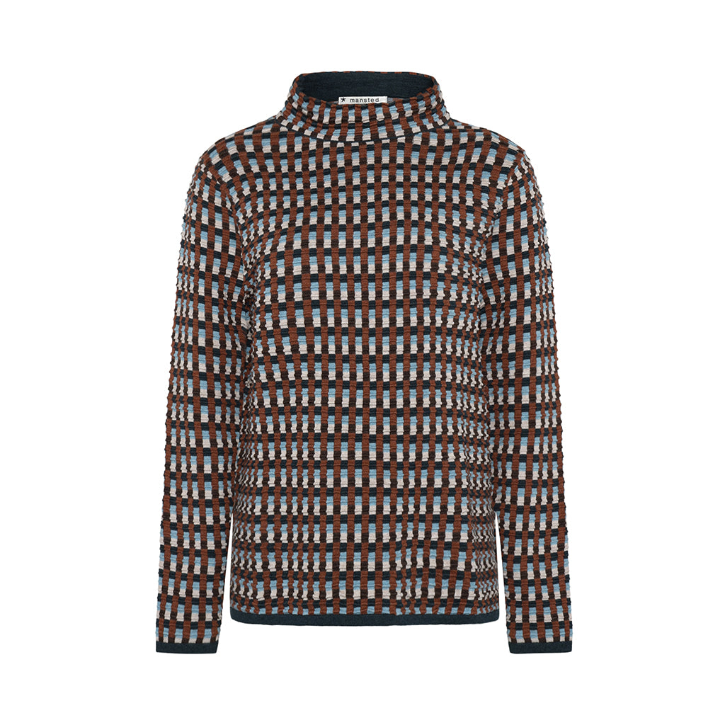 Front of the Eden cotton top by Mansted in Spice check stripe