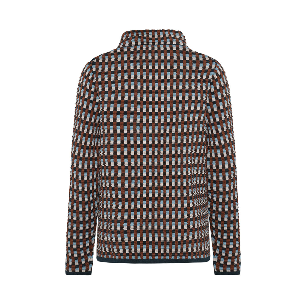 Back of the Eden cotton top by Mansted in Spice check stripe