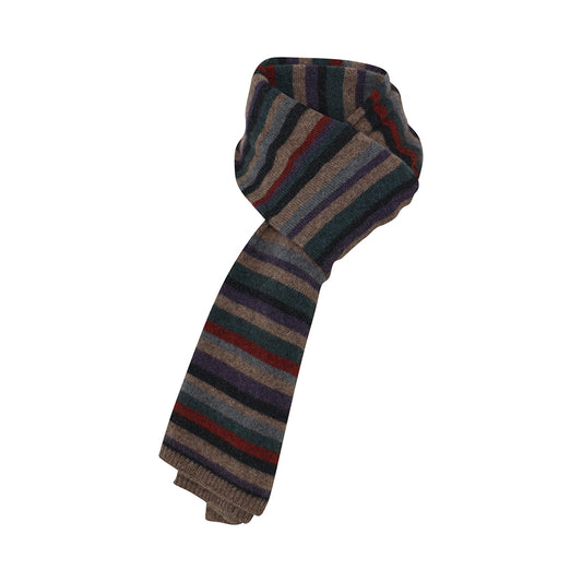 Zett Striped Scarf in Mushroom brown by Mansted