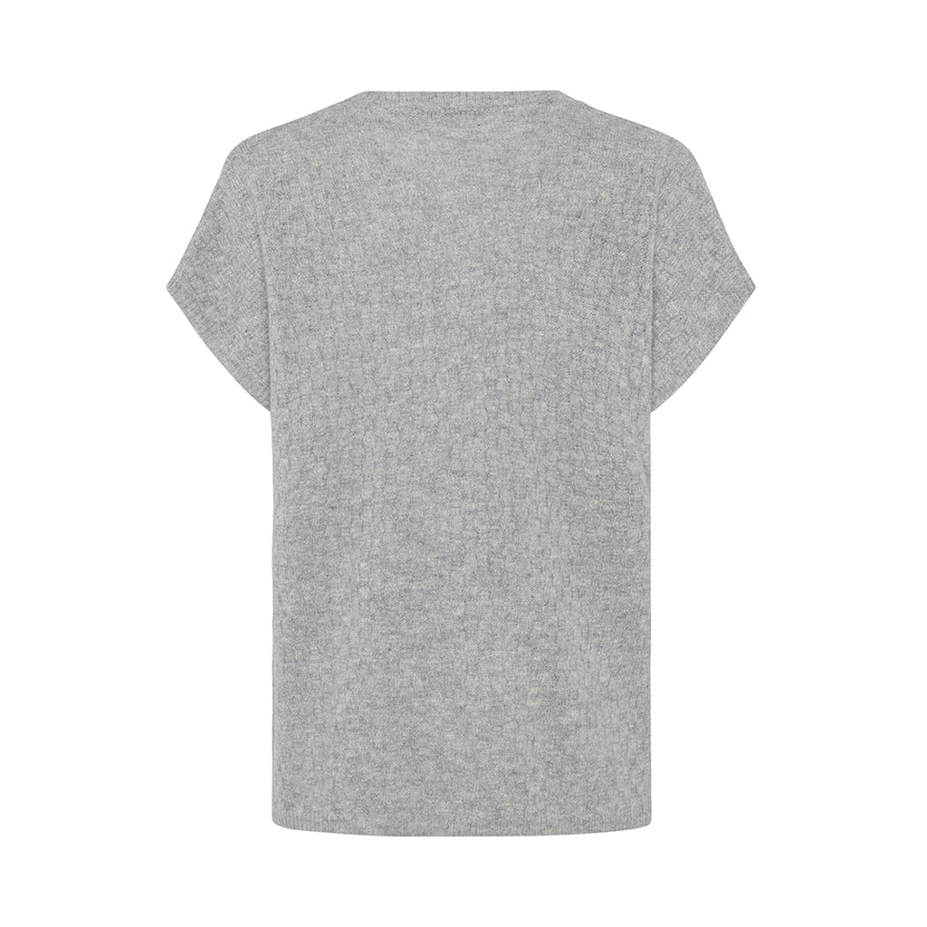 Back of the lambswool Komma knitted vest in grey by Mansted