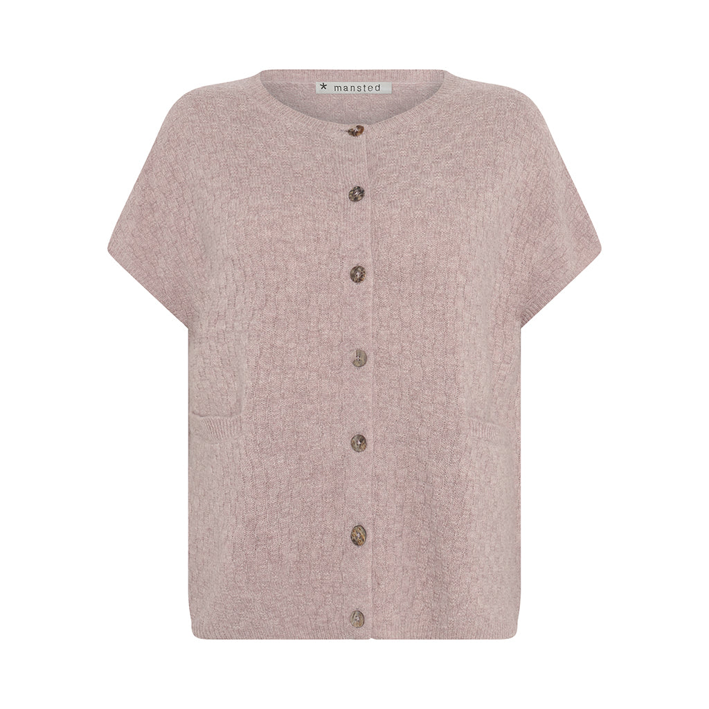 Front of the Komma Vest in Rose pink by Mansted