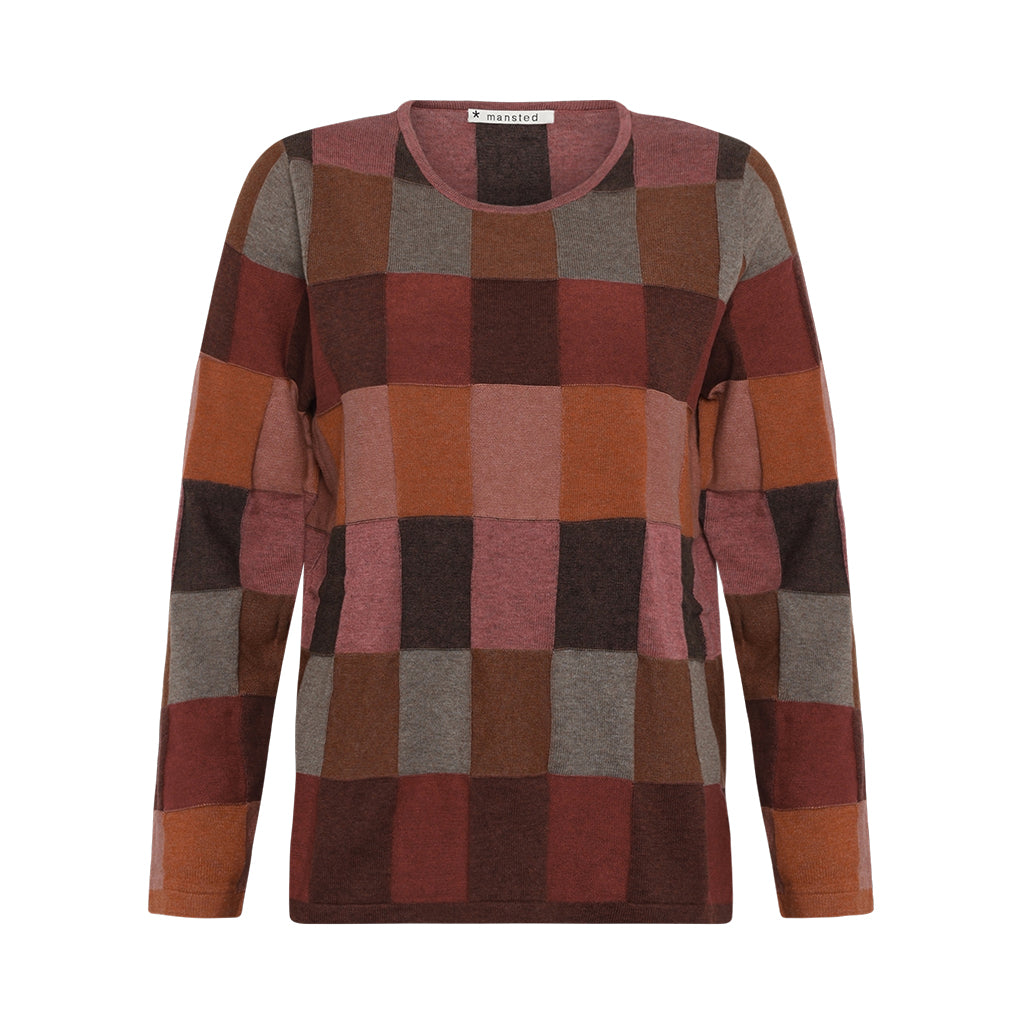 Lilith Top in pink and brown checks by Mansted in Spice