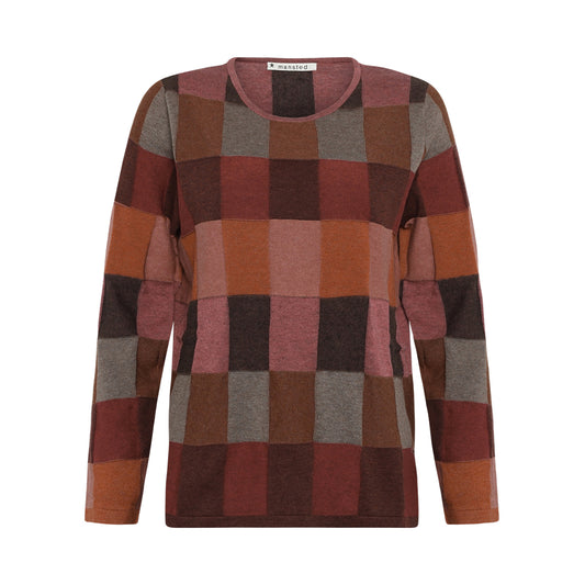 Lilith Top in pink and brown checks by Mansted in Spice