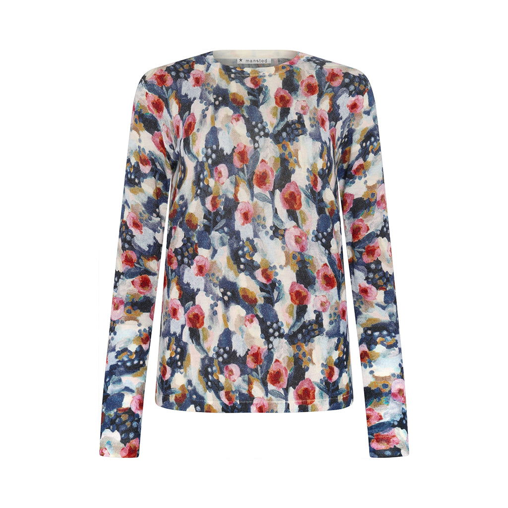 Front of the watercolour Merle Top in Navy by Mansted