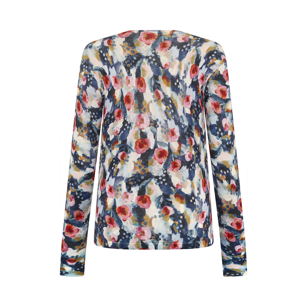 Back of the watercolour Merle Top in Navy by Mansted