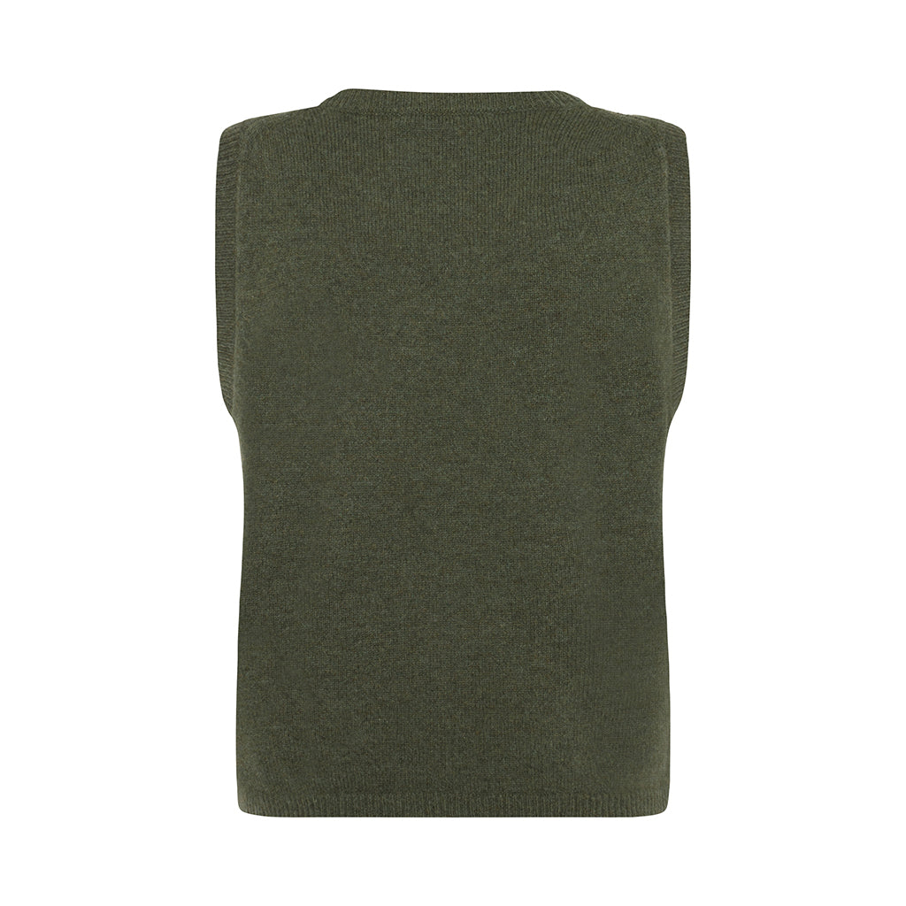 Back of the Mitos knitted vest in Forest green by Mansted