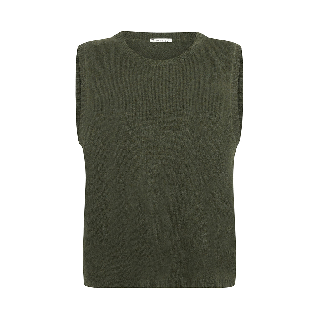 Front of the Mitos knitted vest in Forest green by Mansted
