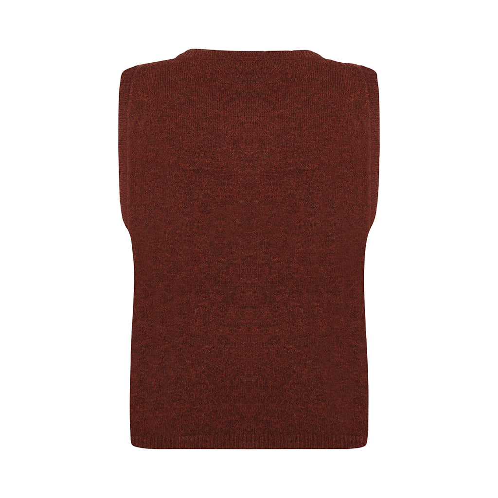 Back of the Mitos knitted vest in Spice red by Mansted
