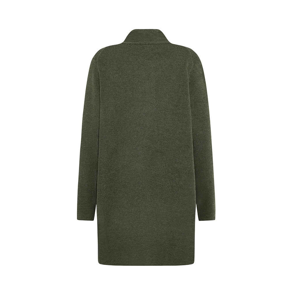 Back of the Mitty Long woollen cardigan in Forest green by Mansted