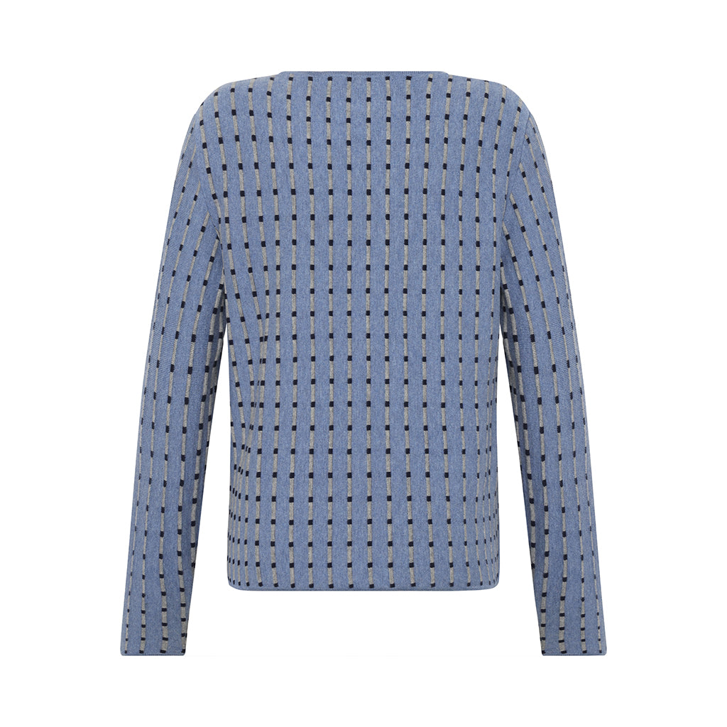 Back of the Merino cotton Penelope top in Blue by Mansted