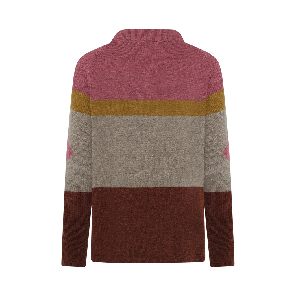 Back of the lambswool Popcorn Sweater in Spice pink by Mansted