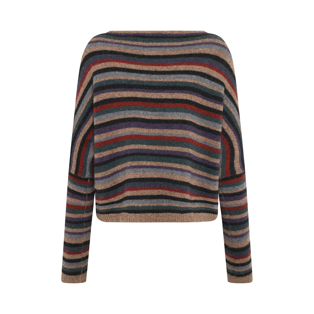 Back of the Zel Striped Sweater in Mushroom by Mansted for women