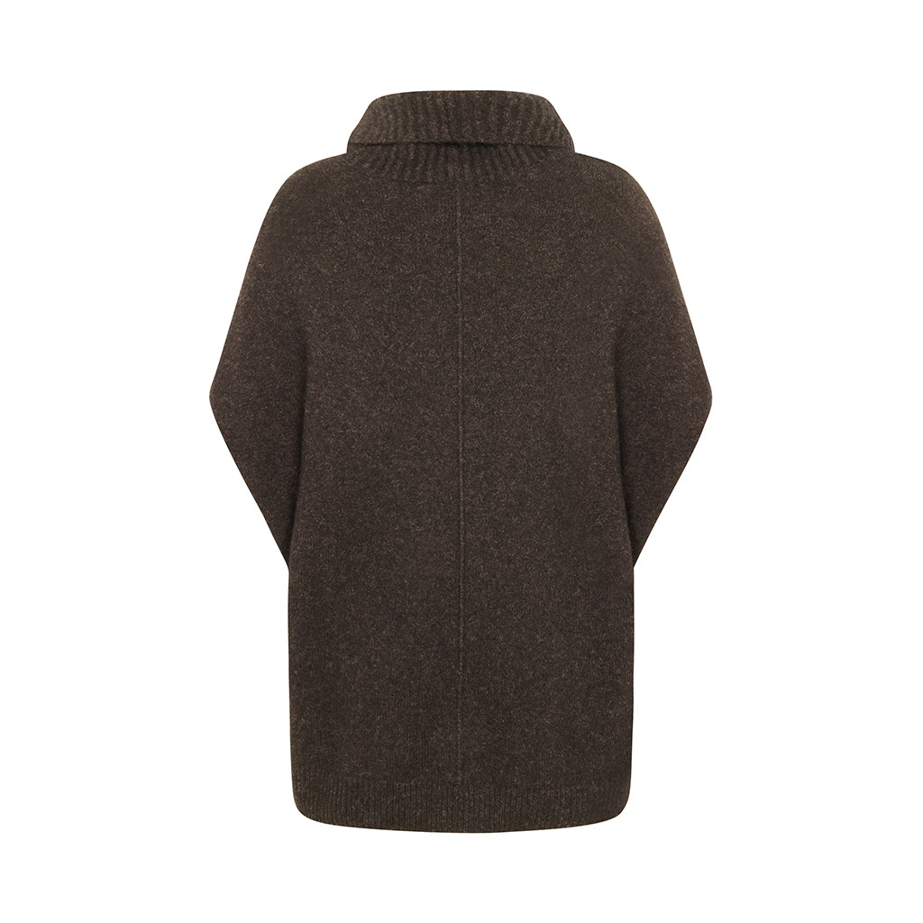 Back of the Zobee cowl neck sweater vest in Brown by Mansted for women