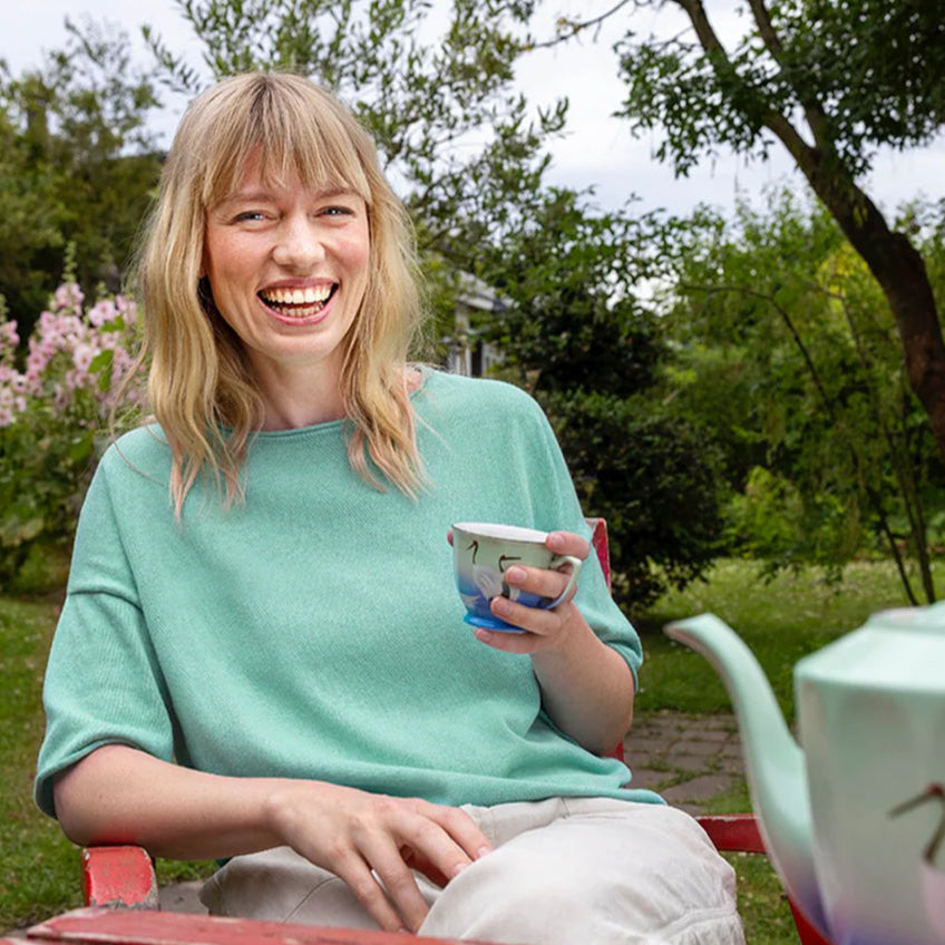 Woman wearing NOK OZA Top in Mint by Charlotte Mansted