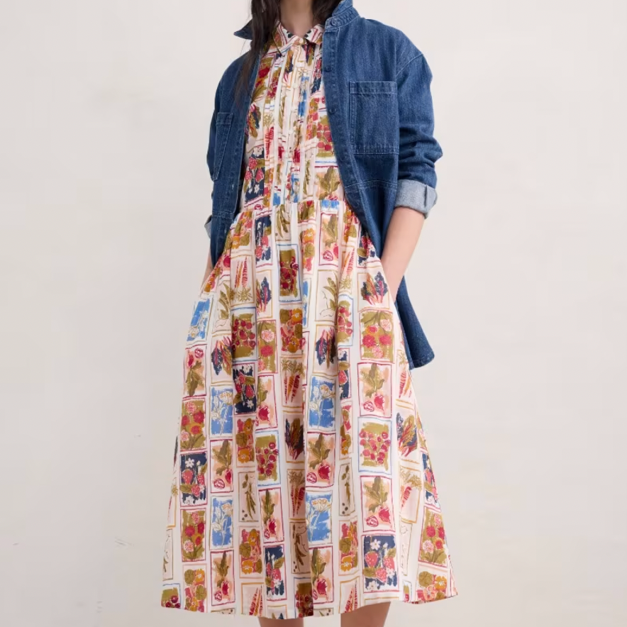 SEASALT's True Letter Dress with 3/4 sleeves in seed pack sketch chalk