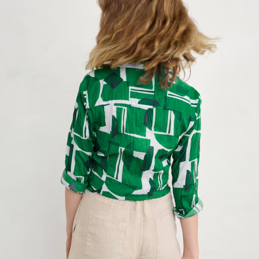 Back of the Larissa Shirt in green Paper Forms Island for women by SEASALT