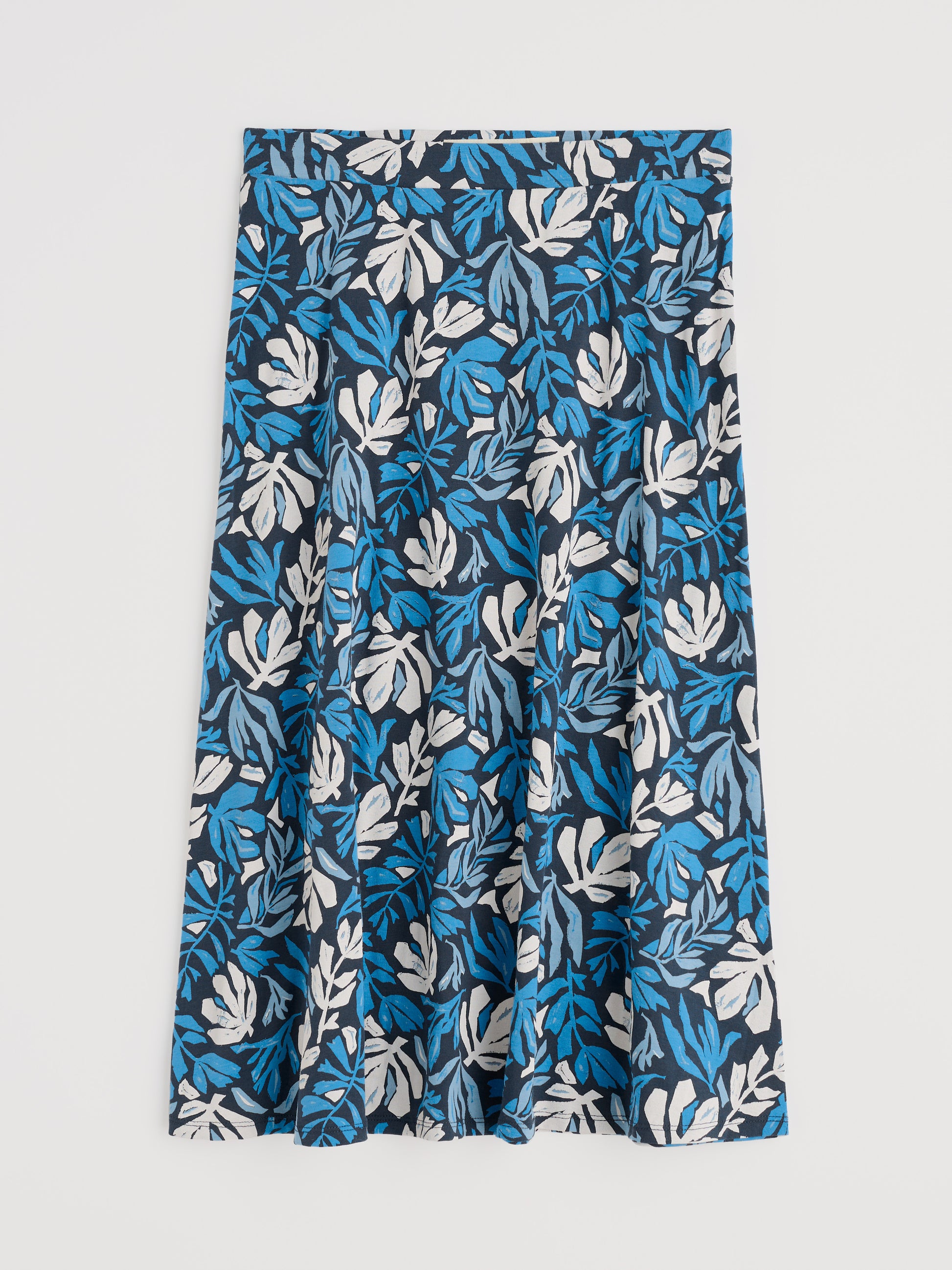 Flat lay of the Rose cotton midi Skirt by SEASALT in Cut Out Seaweed Maritime blue