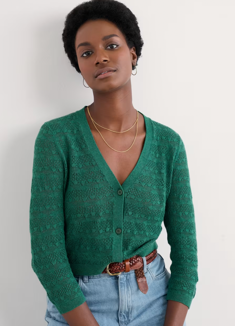 The Sweet Day cotton Cardigan in Pine Shoots for women by SEASALT