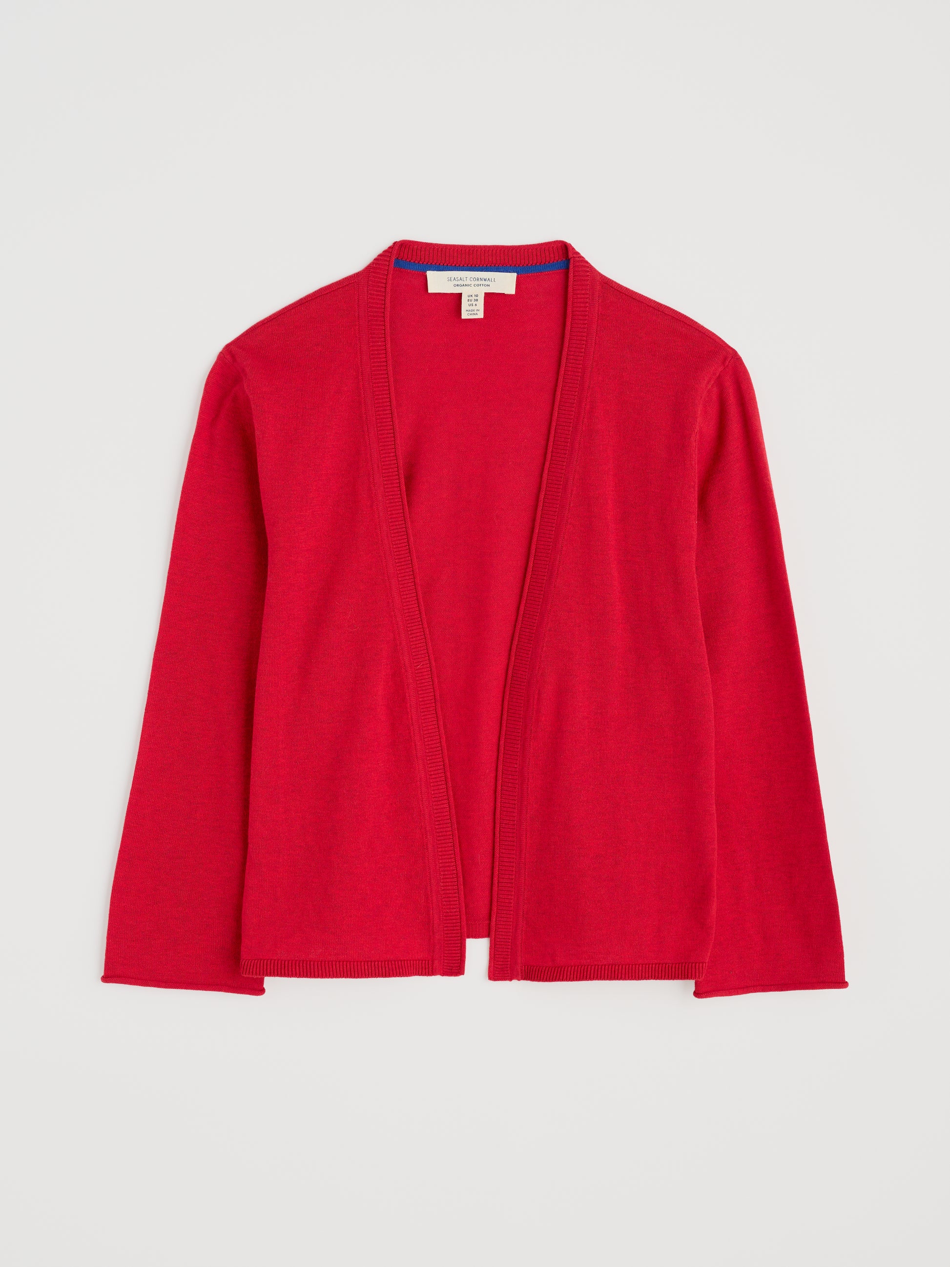 Flat lay of the Vanessa red Cardigan by SEASALT