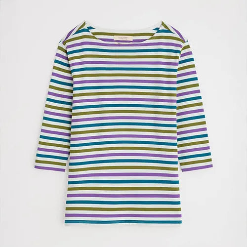 Flat lay of the Sailor Top by SEASALT in Tri Mini Cornish Pansy