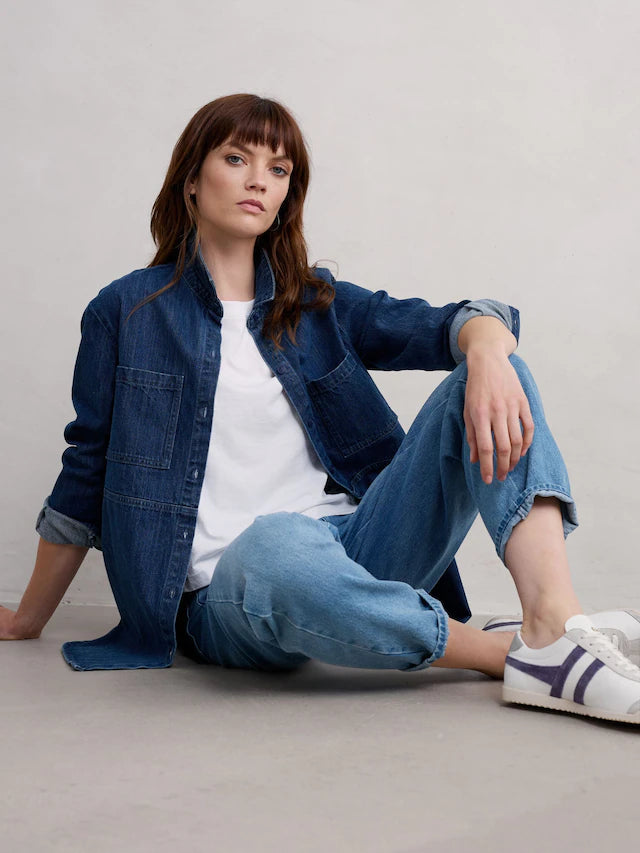 Womn wearing the cotton Copseland Tee by SEASALT in Salt white