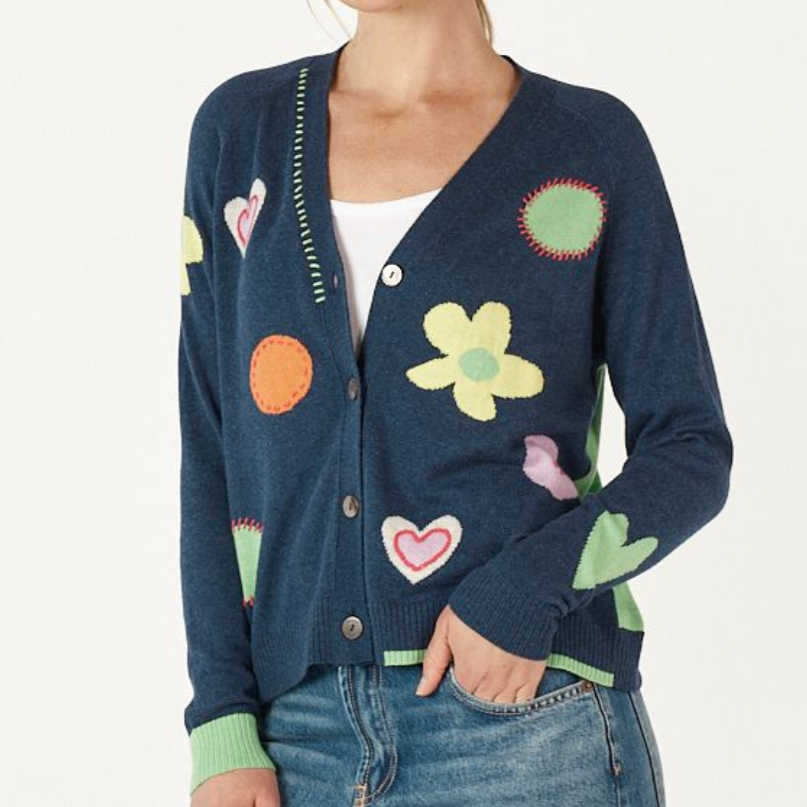 Zaket and Plover Fun Cardigan in Denim.