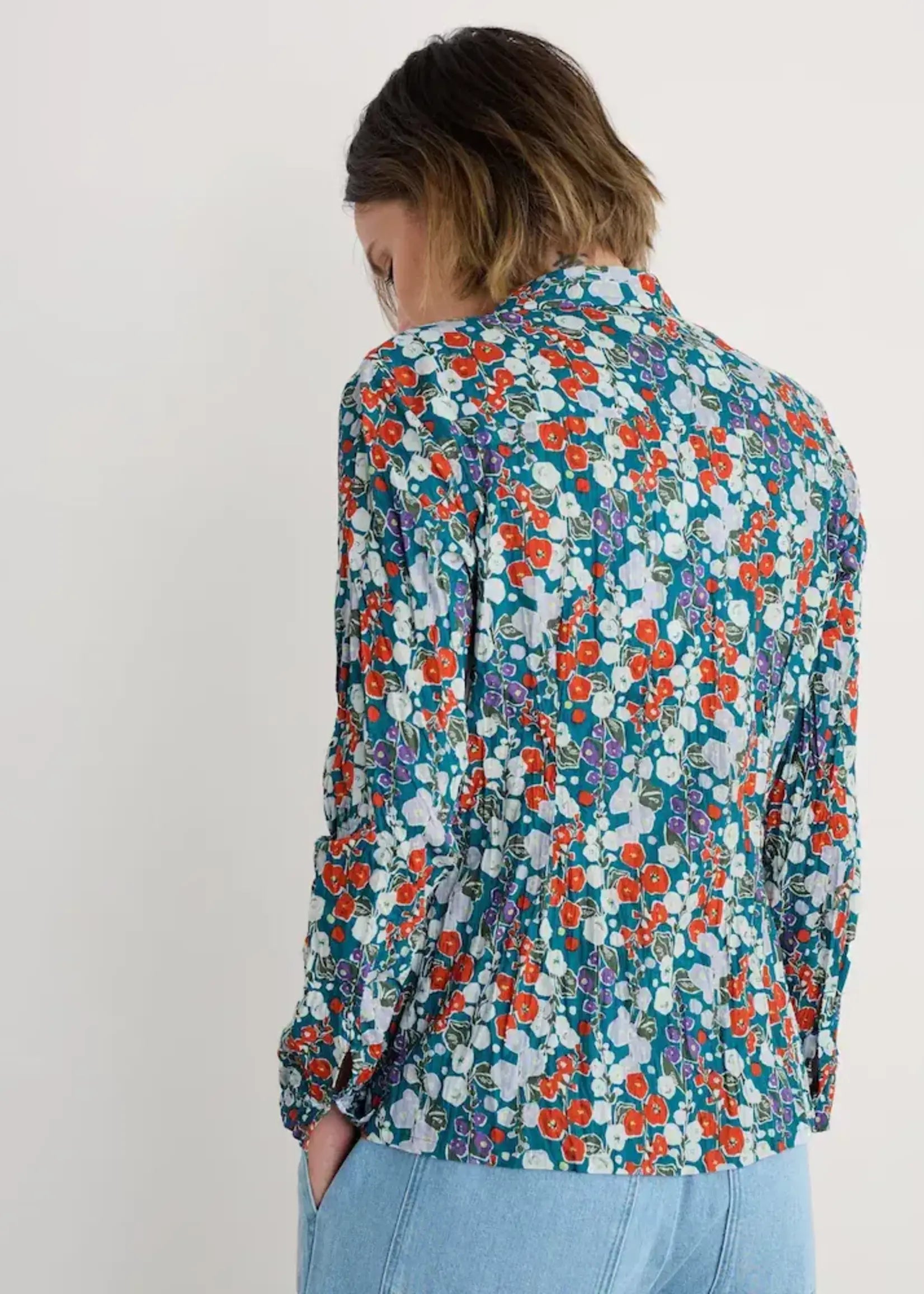 Back of the Larissa cotton Shirt by SEASALT in Wild Hollyhock print