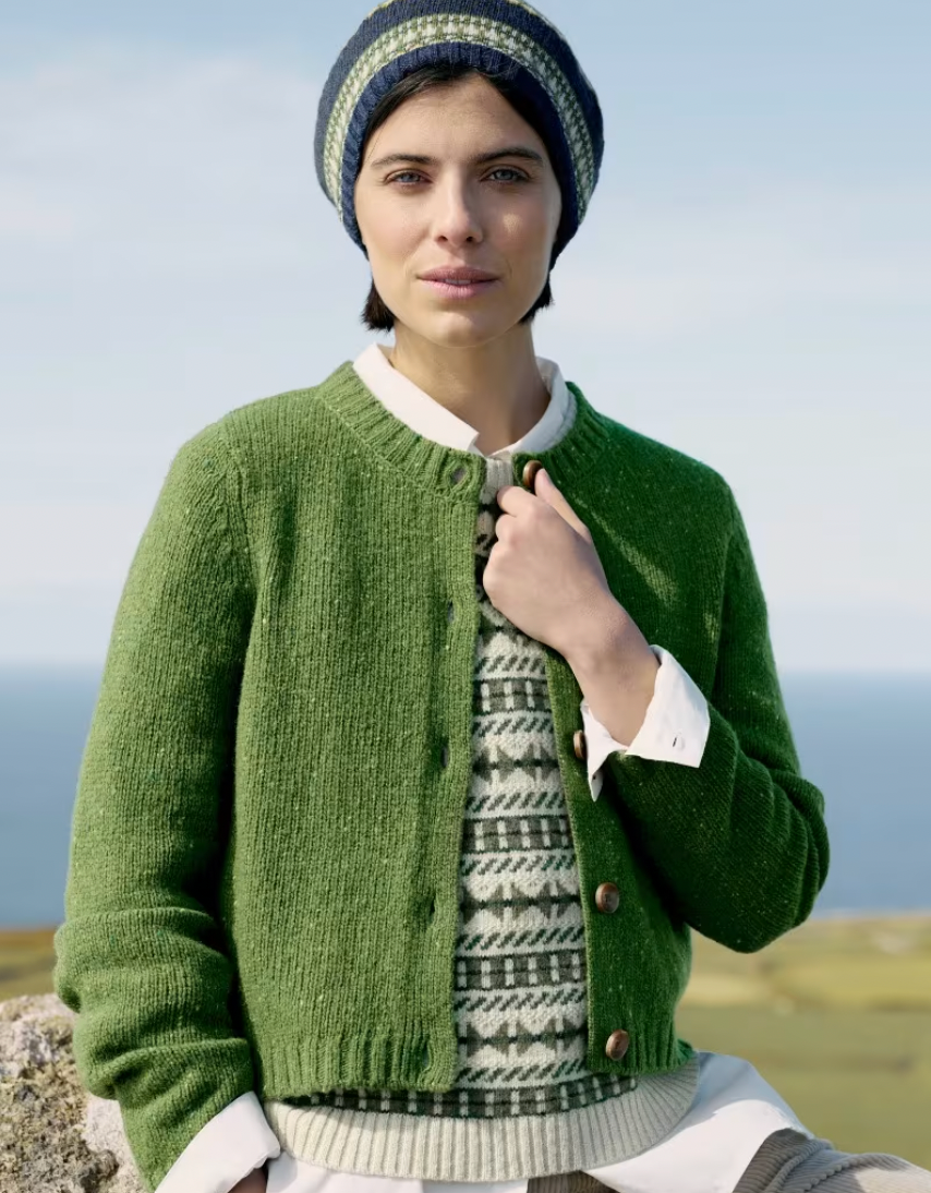 SEASALT's Dawson Pick merino Cardigan in Grassland