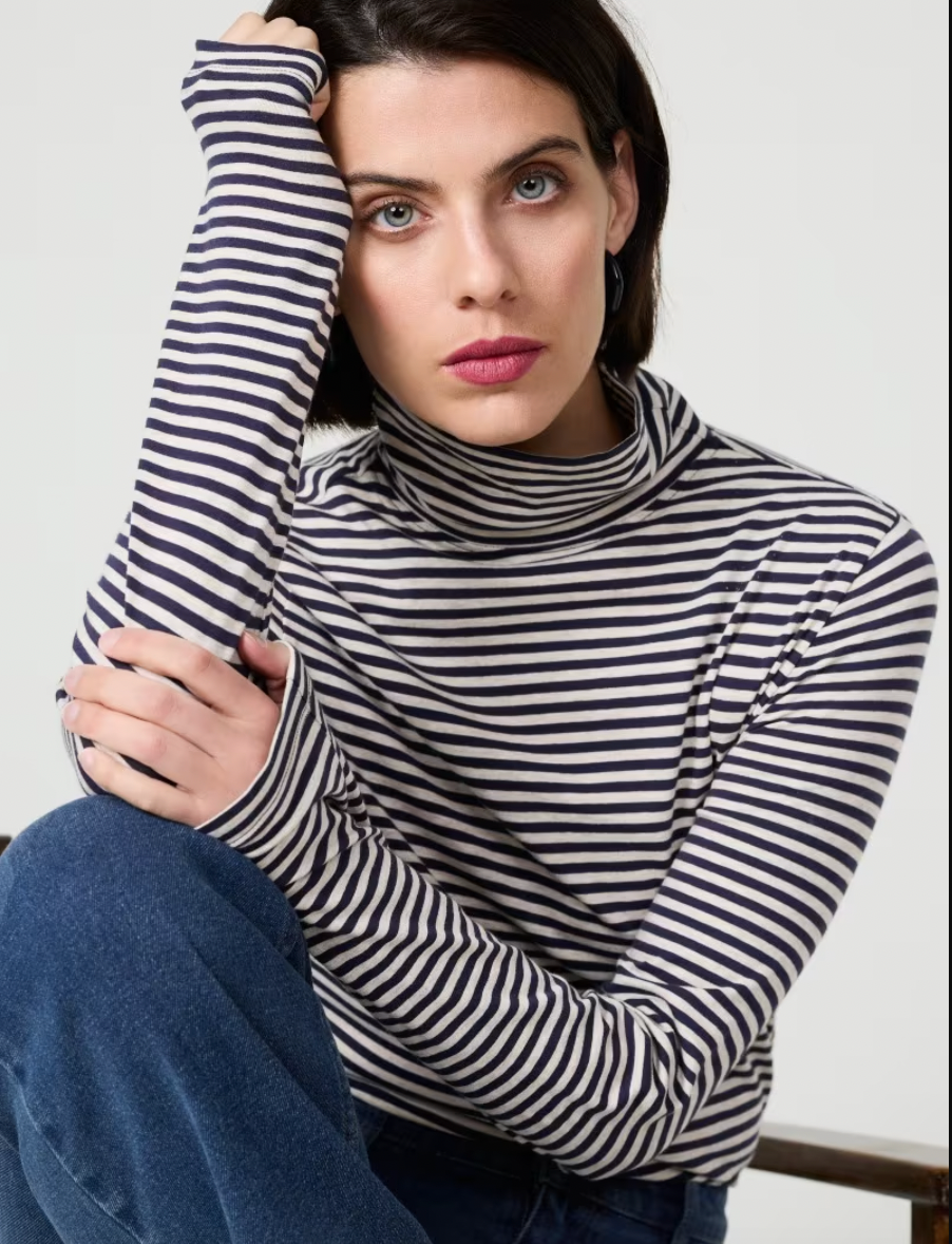 SEASALT's Landing turtle neck Top in Pellitras Hessian Maritime